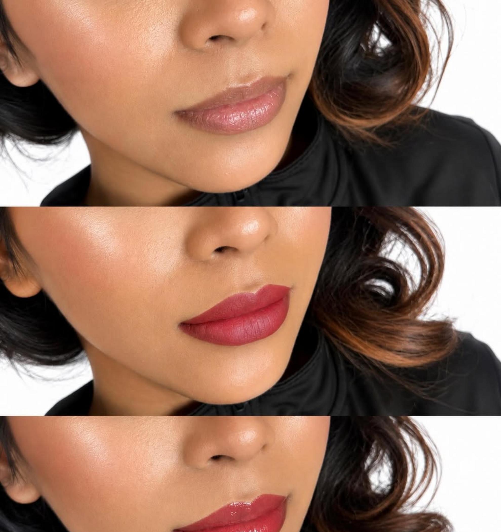 close up aquarelle lip tattoo details