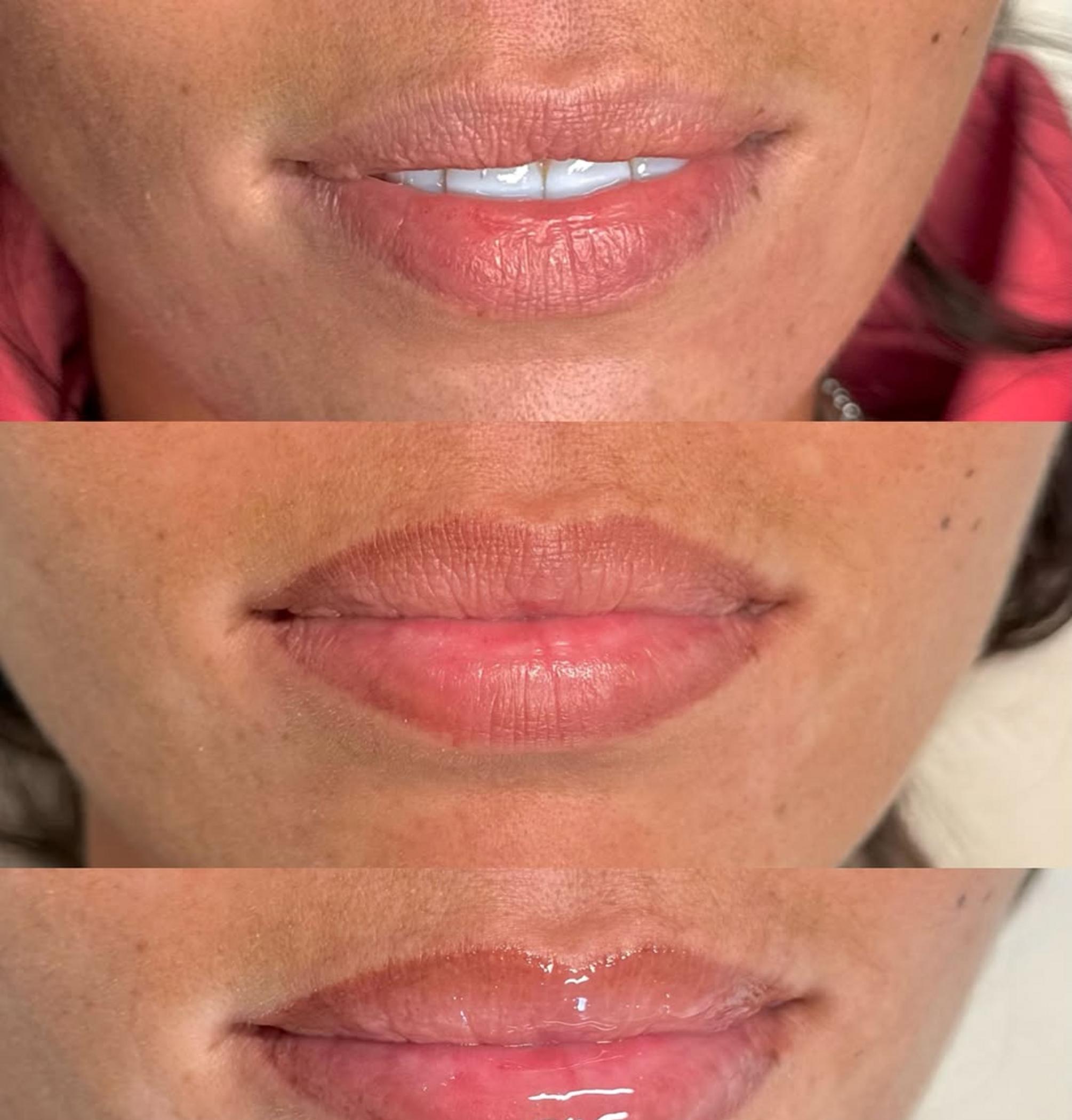 close up fresh lip tattoo details