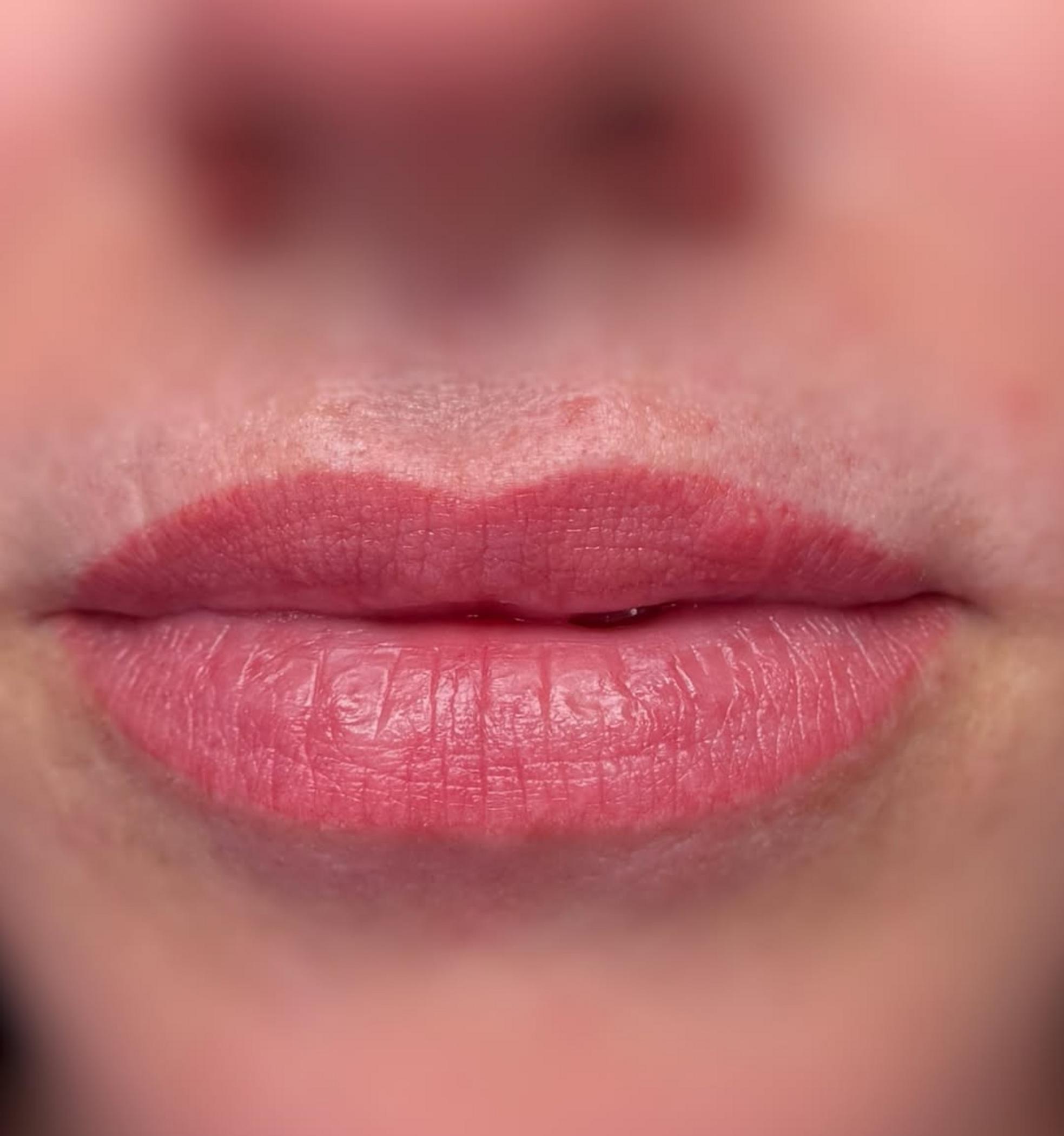 close up natural lip shading details