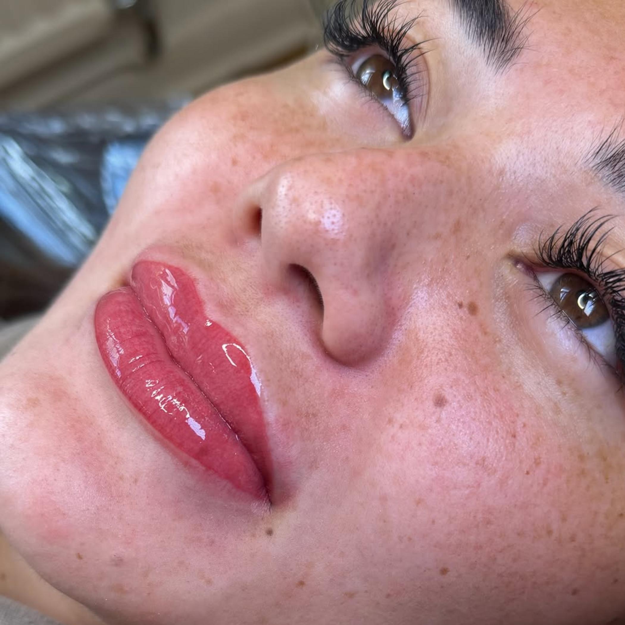 close up of healed lip blush detail