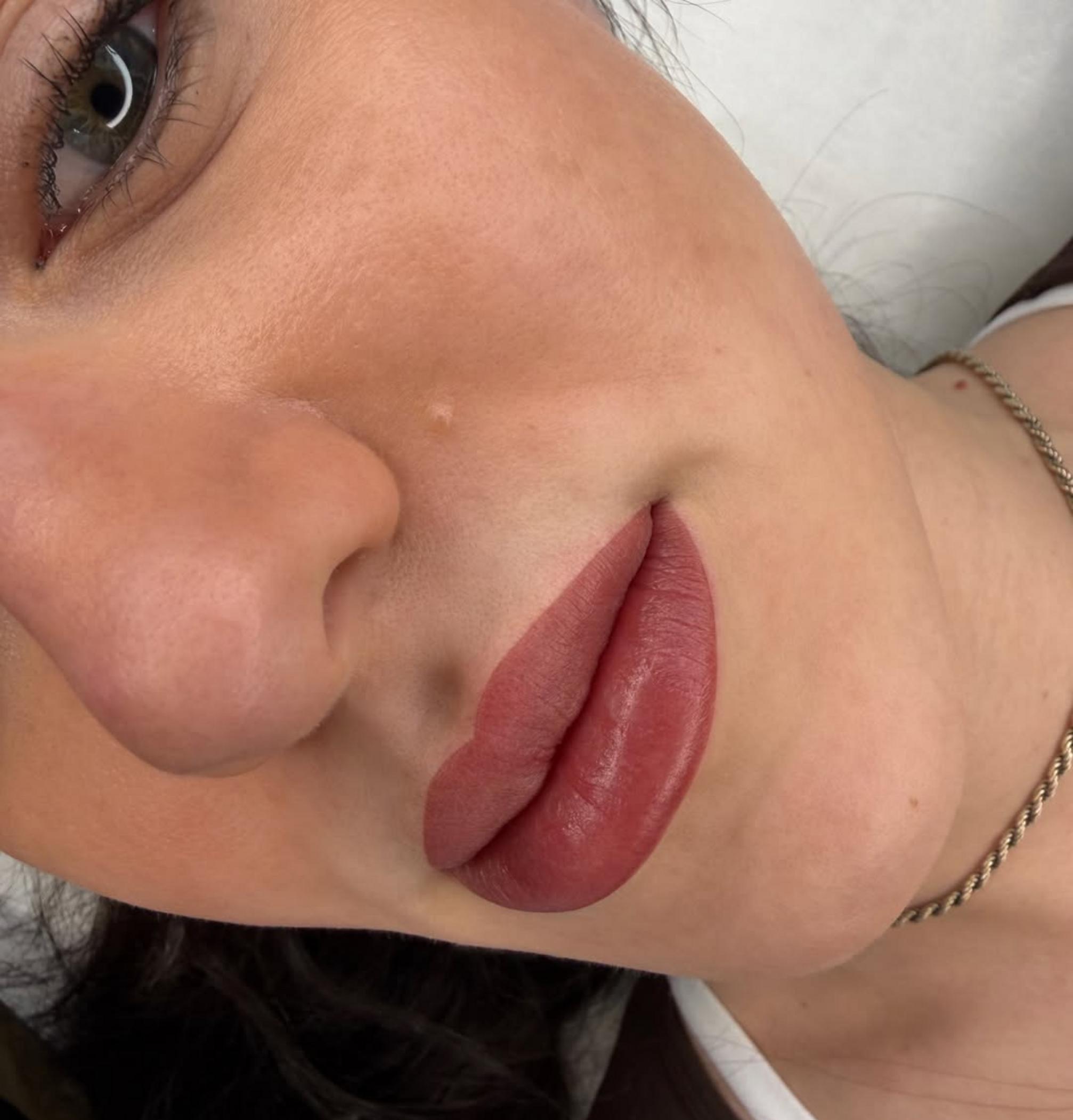 cosmetic tattoo procedure in progress