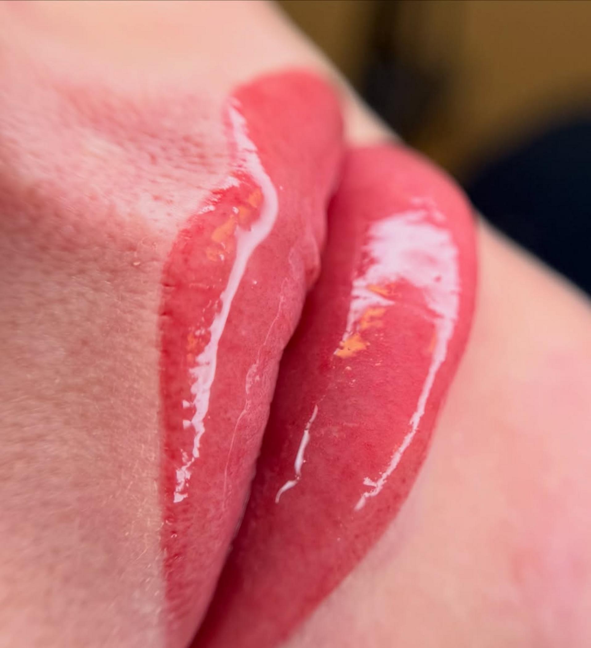 healing stages of lip blush tattoo
