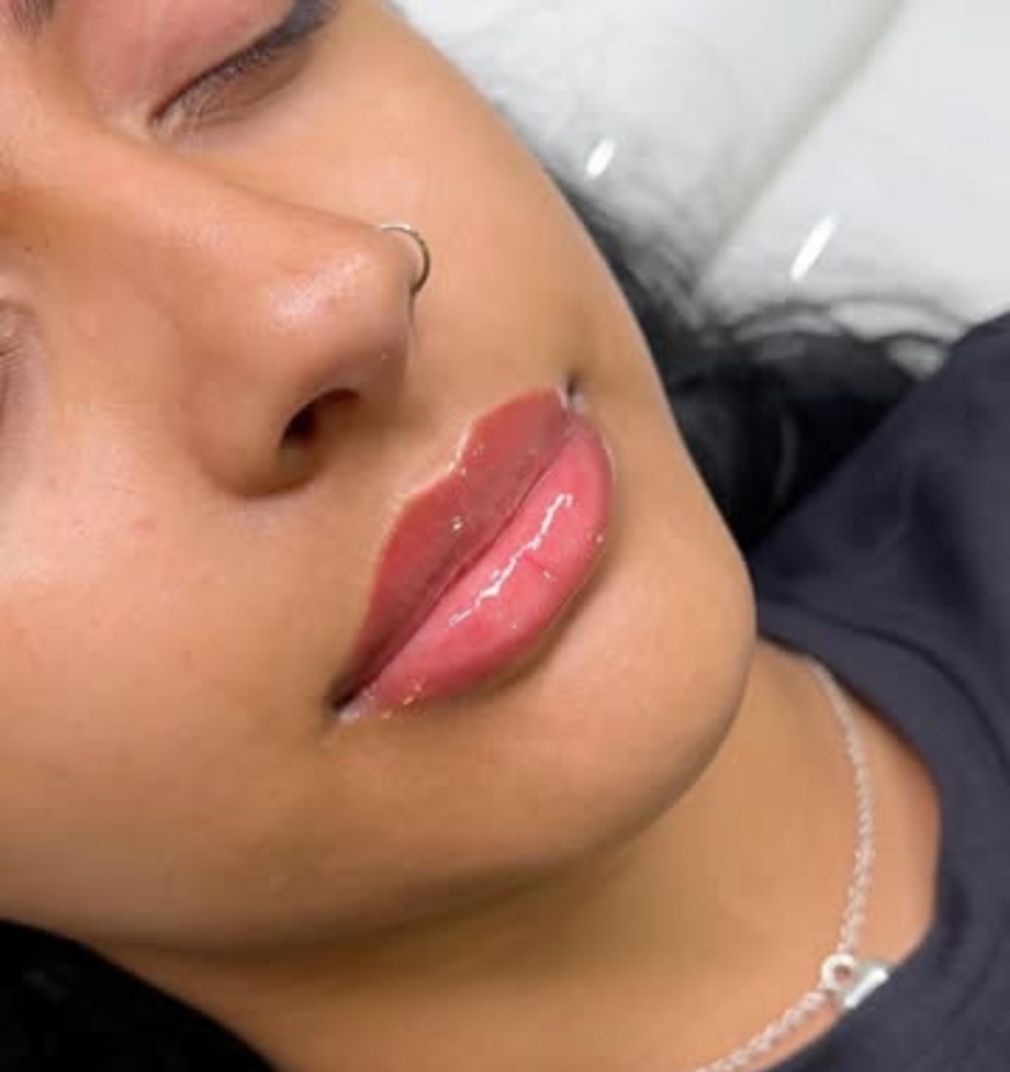 healing stages of lip blush tattoo