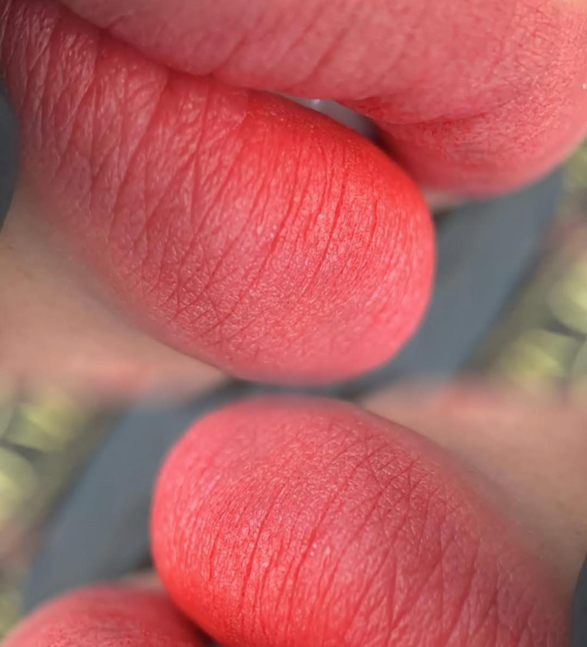 lip blushing procedure in progress